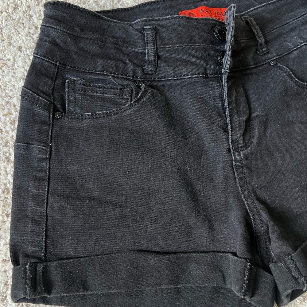 Wax Jean Women's Black Denim Shorts